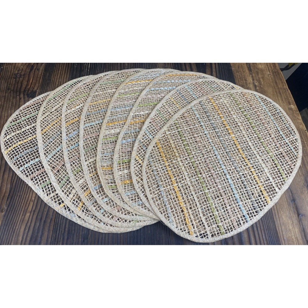 Placemats set of 8 Oval shaped Wicker/Rattan w/ pastel colors